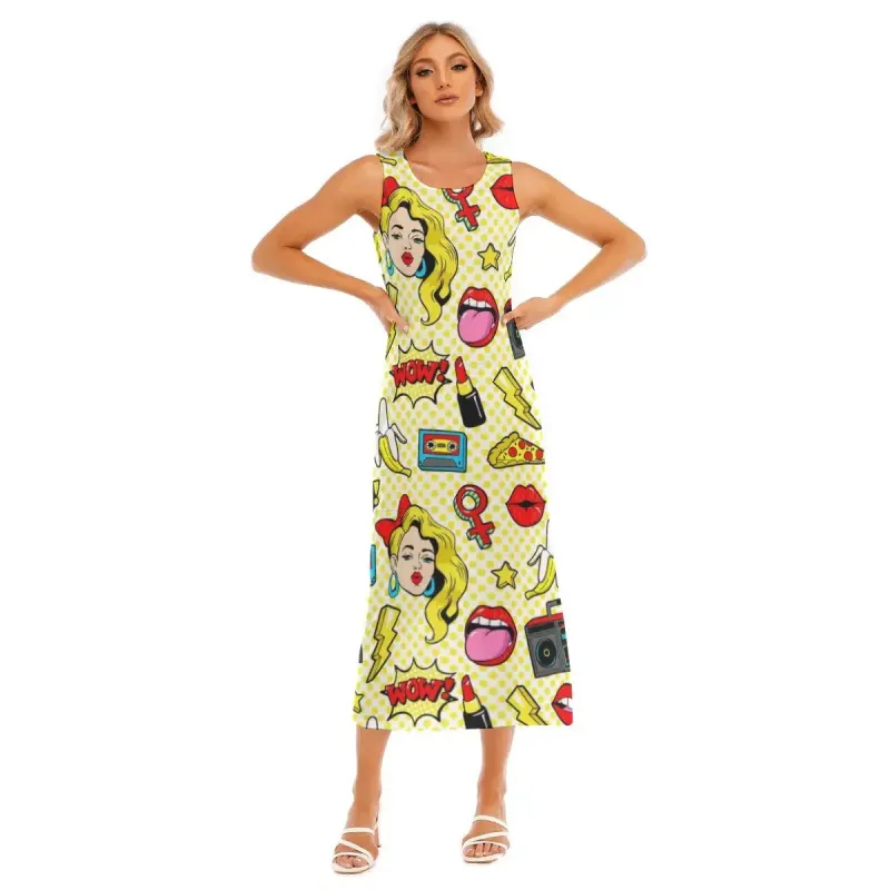 Pop Style Women's Printed Vest Long Dress sold by Archiify