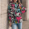 Colorful Skull Print Drawstring Women's Pullover Hoodie sold by Archiify