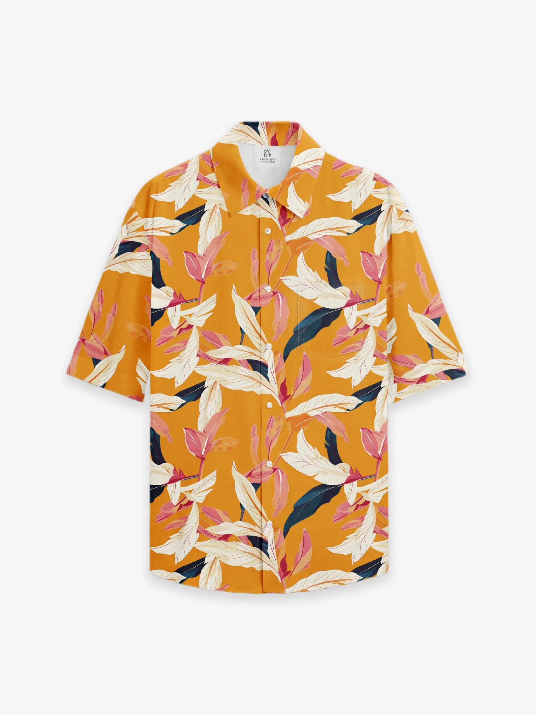 Breezy Hawaiian Short-Sleeve Shirt in Tropical Tango sold by Archiify