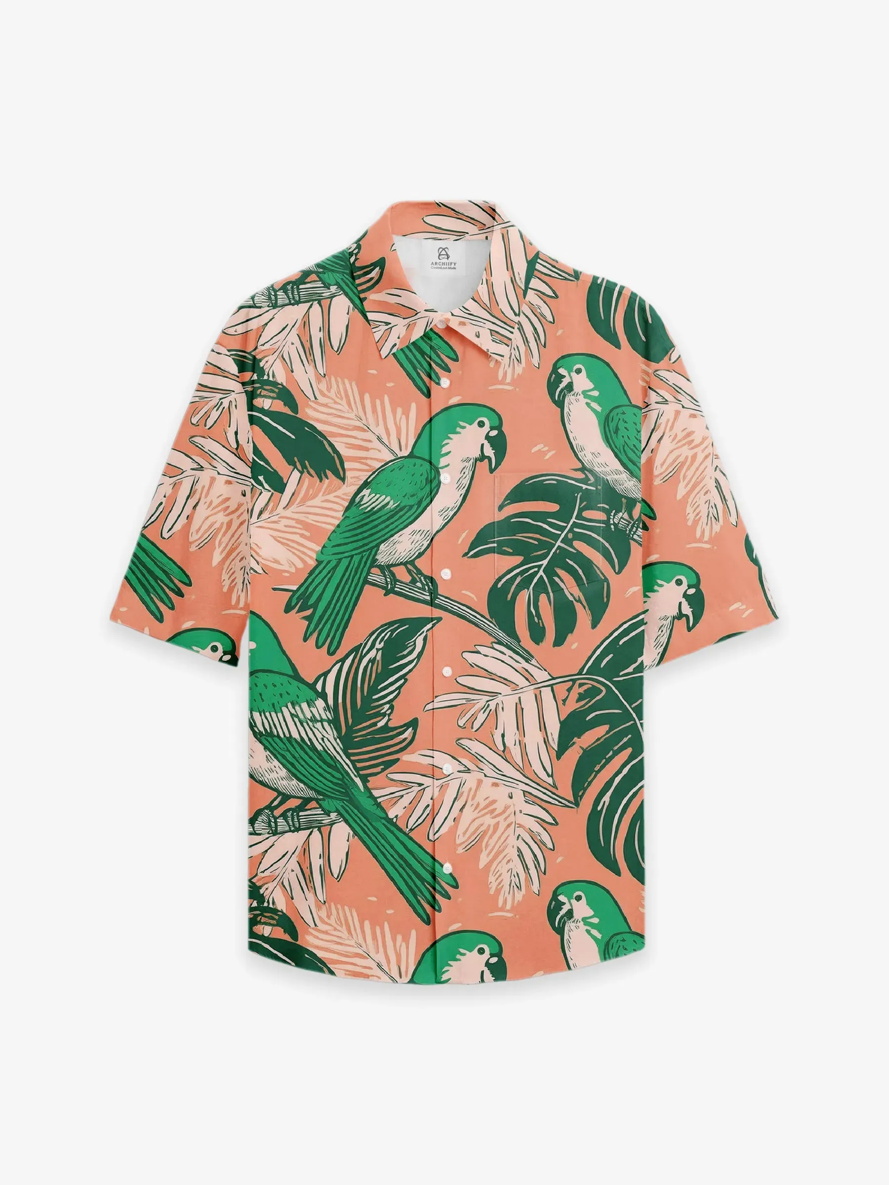 Breezy Hawaiian Short-Sleeve Shirt in Jungle Symphony sold by Archiify