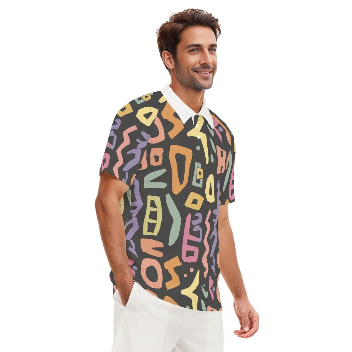All-Over Print Men's Short Sleeve Polo Shirt With Button Closure sold by Archiify product image thumbnail 3