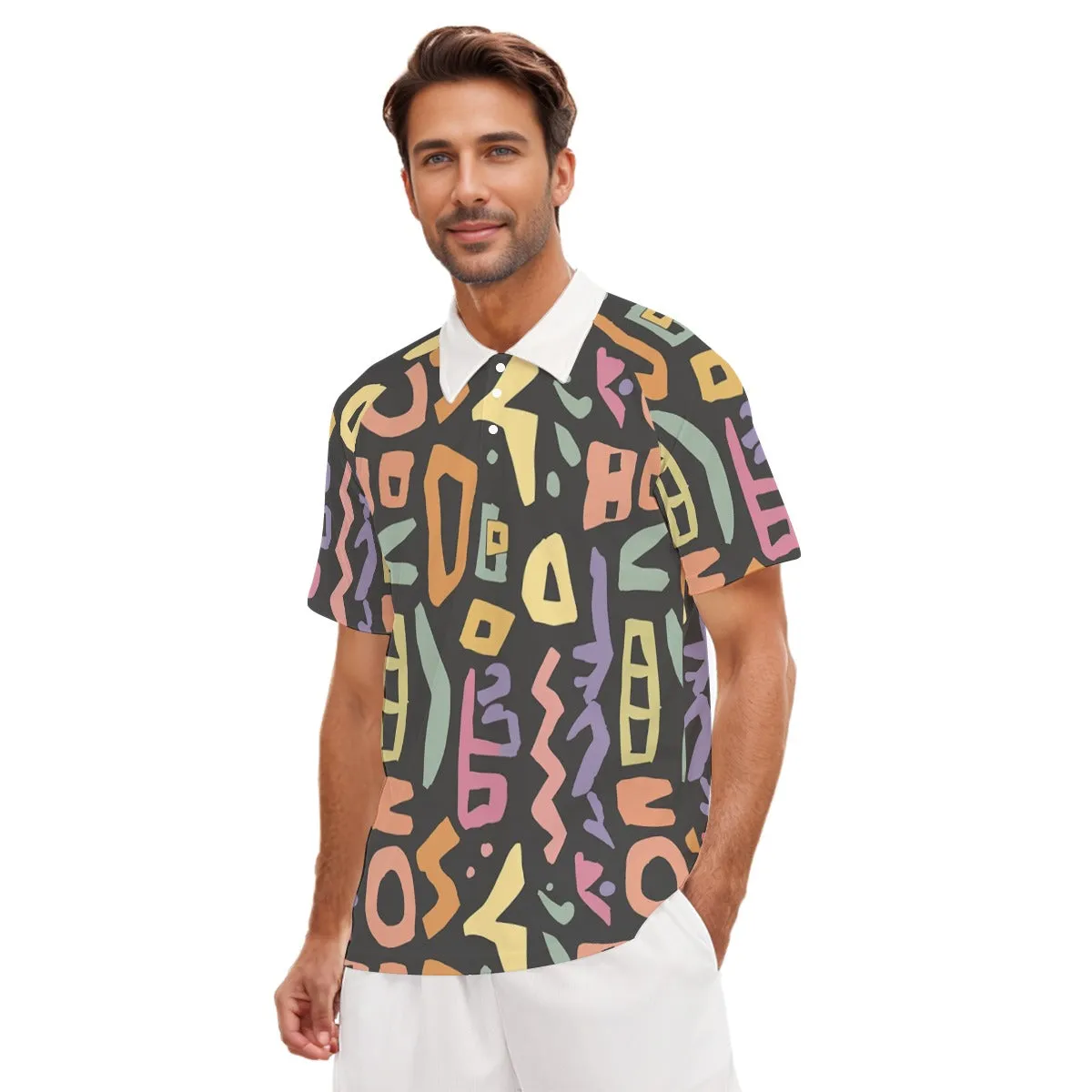 All-Over Print Men's Short Sleeve Polo Shirt With Button Closure sold by Archiify product image thumbnail 2