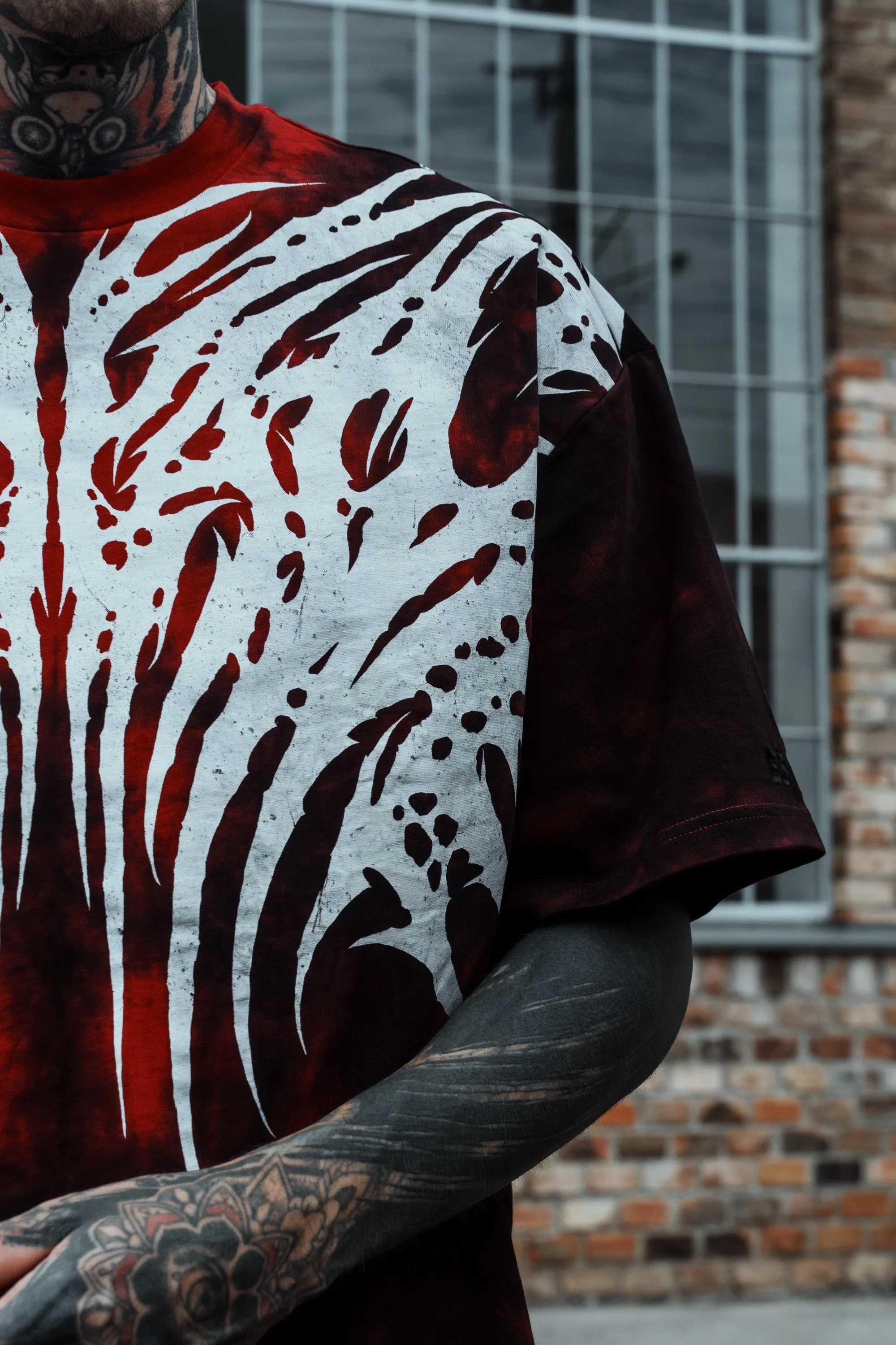 Necroblade (white) - Heavy Oversized T-Shirt Acid Red 250GSM sold by Archiify product image thumbnail 5