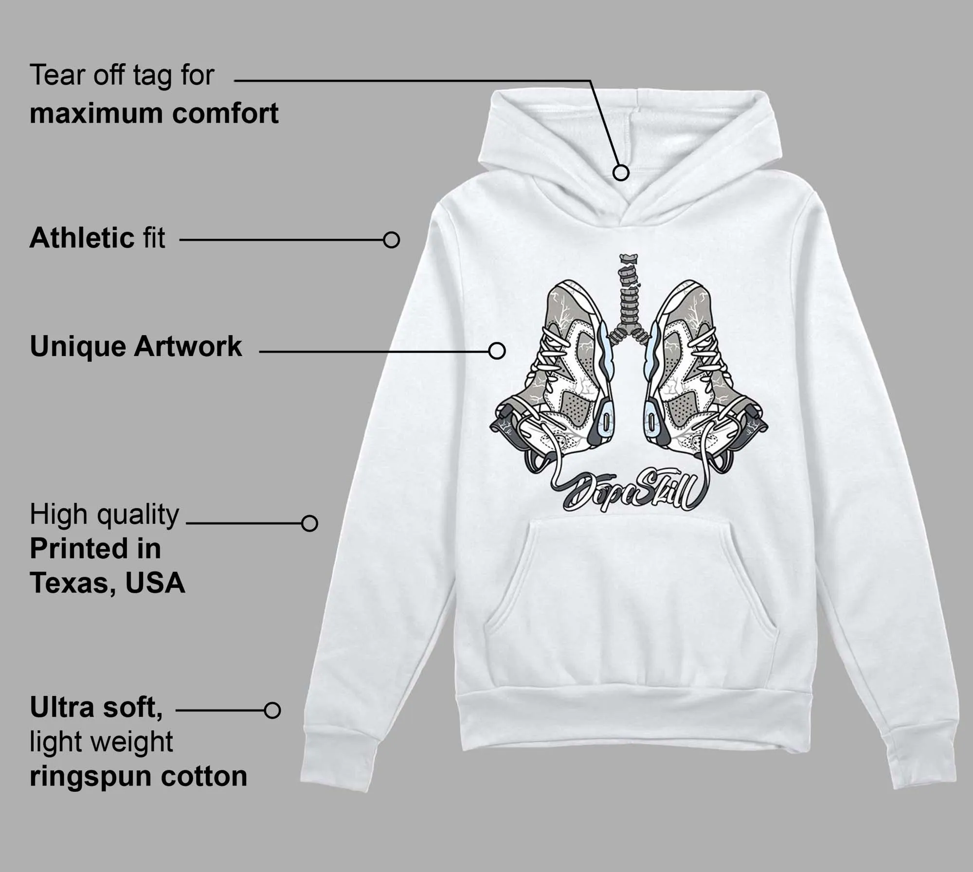 Cool Grey 6s DopeSkill Hoodie Sweatshirt Breathe Graphic sold by Archiify product image thumbnail 3