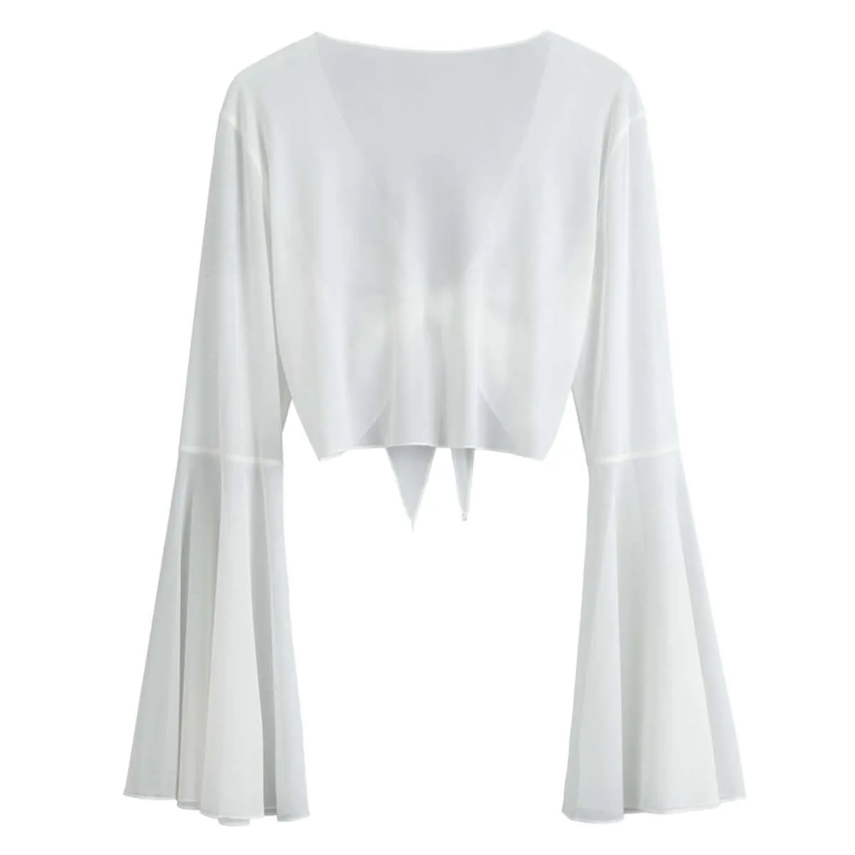Cottagecore Style Women's Mesh Lace-up Bell Sleeves Blouse sold by Archiify product image thumbnail 3