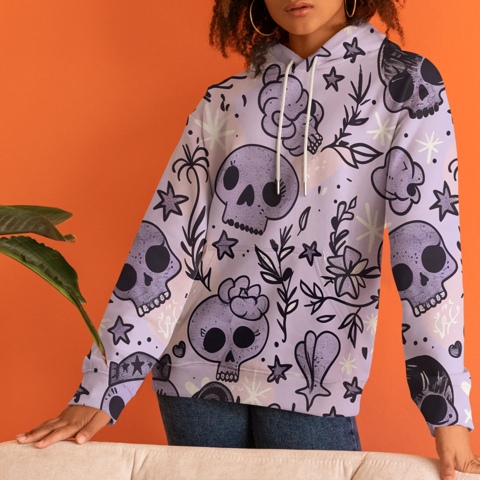Women's Cute Skull Print Hoodie sold by Archiify product image thumbnail 3