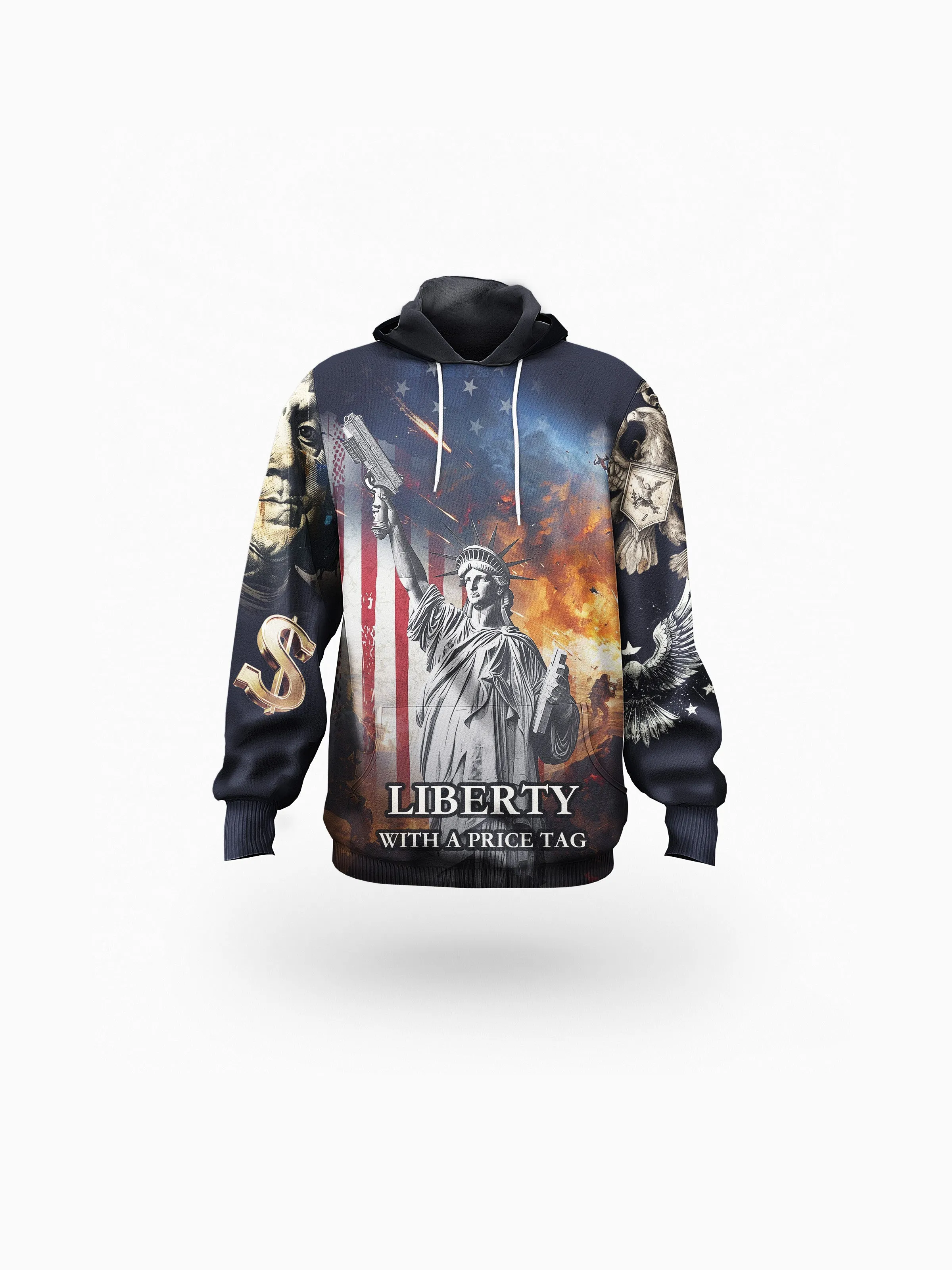 "LIBERTY" Eco-friendly All-Over Print Unisex Pullover Hoodie sold by Archiify
