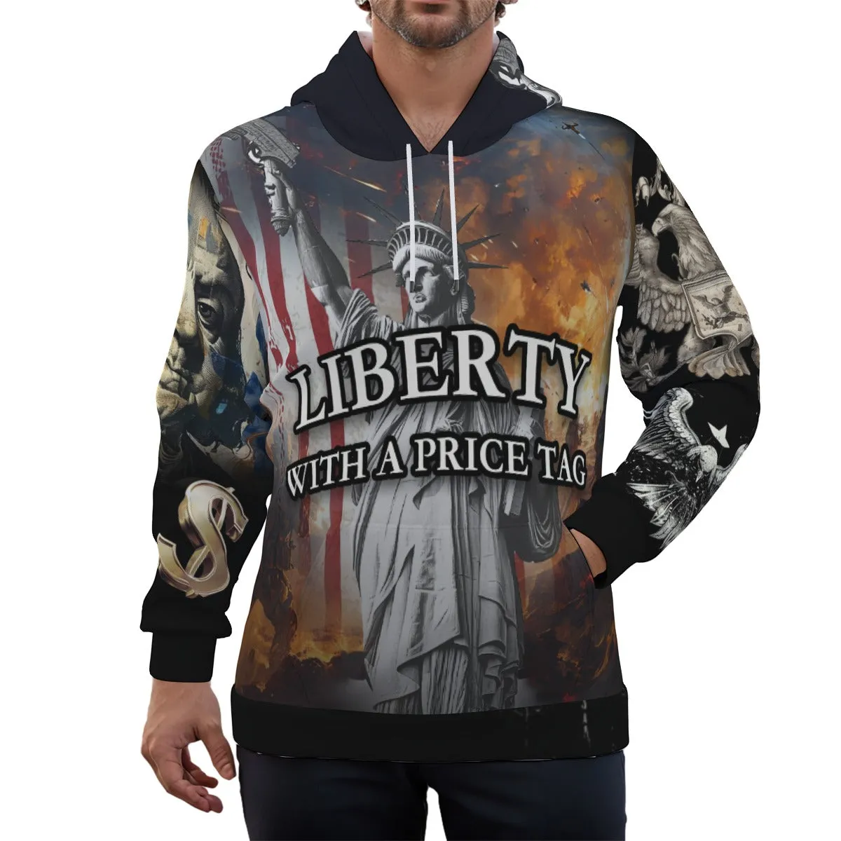 "LIBERTY" Eco-friendly All-Over Print Unisex Pullover Hoodie sold by Archiify product image thumbnail 3