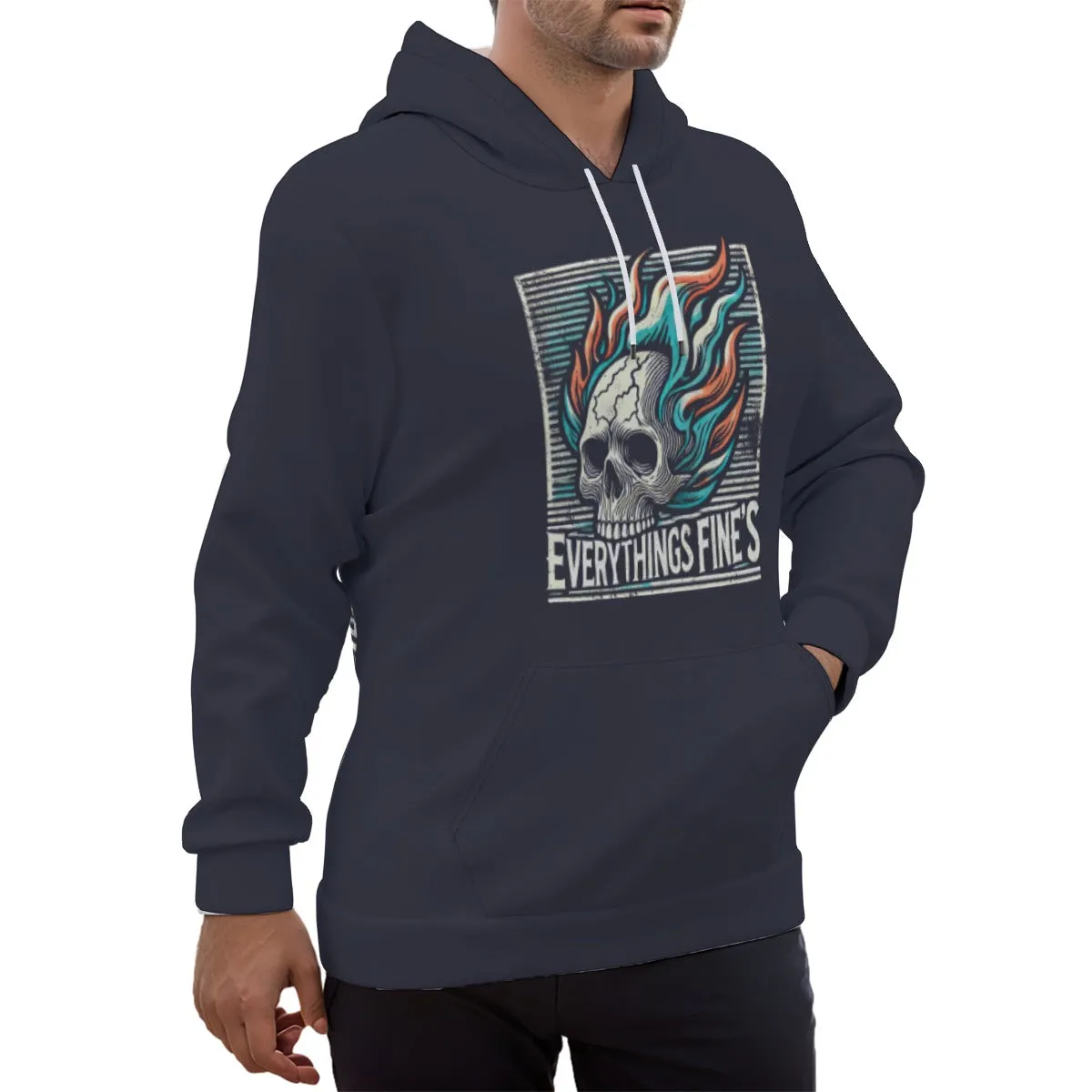Flameskull Ⅲ Blue Eco-friendly All-Over Print Unisex Pullover Hoodie sold by Archiify product image thumbnail 4