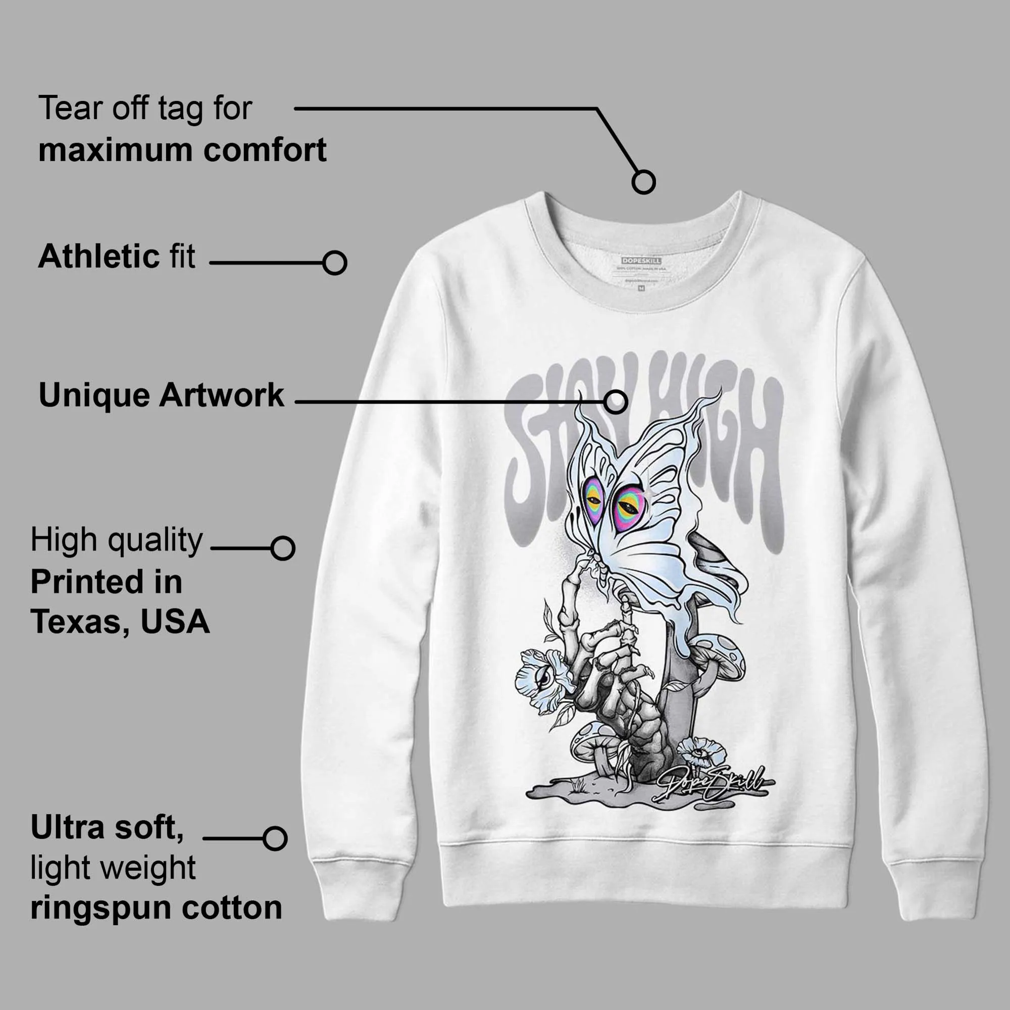 Cement Grey 11s DopeSkill Sweatshirt Stay High Graphic sold by Archiify product image thumbnail 3