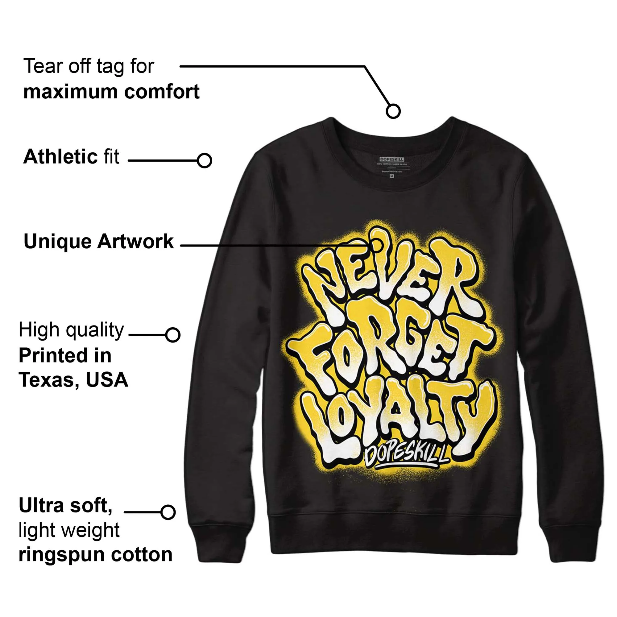 Black Tour Yellow AJ 4 Thunder DopeSkill Sweatshirt Never Forget Loyalty Graphic sold by Archiify product image thumbnail 3