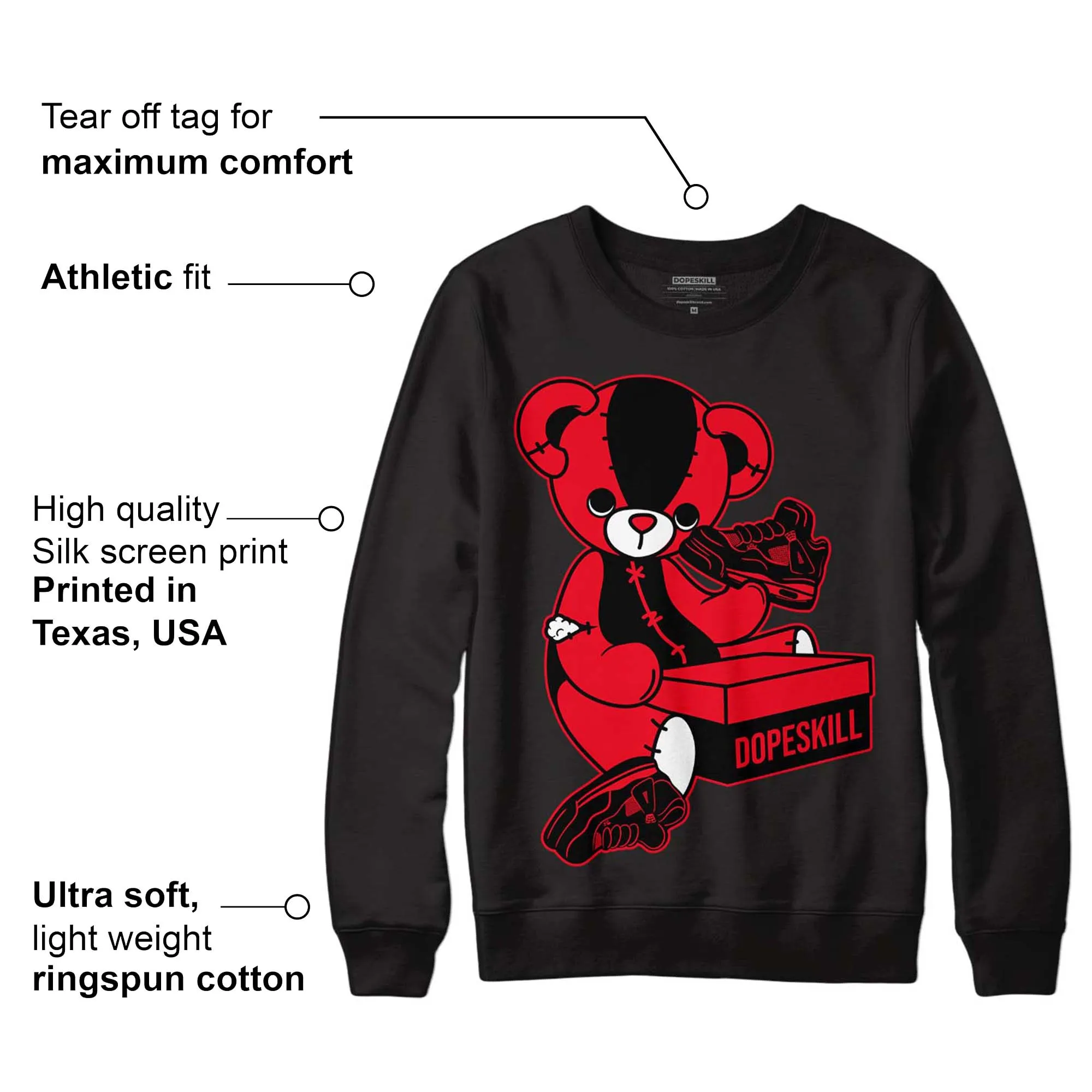 Red Thunder 4s DopeSkill Sweatshirt Sneakerhead BEAR Graphic sold by Archiify product image thumbnail 3