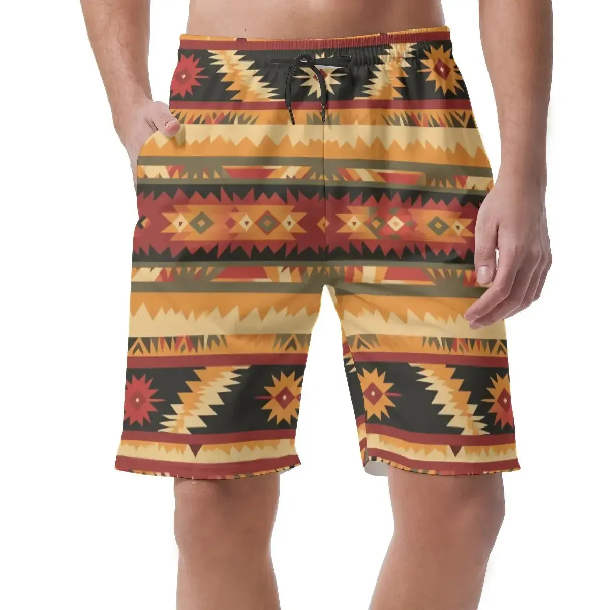Hippie Geo Print Men's Summer Classic-Fit Stretch Short Pants sold by Archiify
