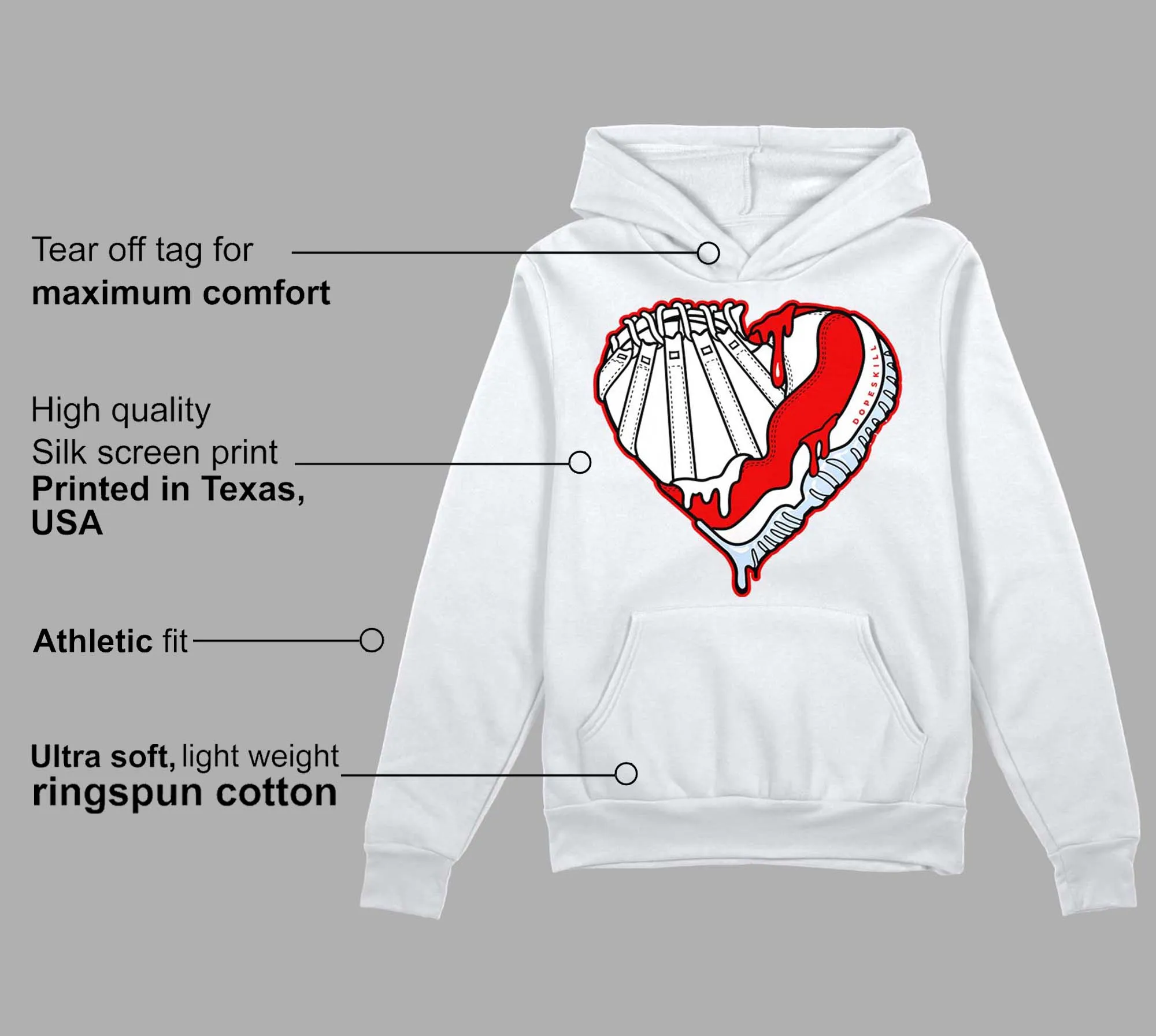 Cherry 11s DopeSkill Hoodie Sweatshirt Heart AJ 11 Graphic sold by Archiify product image thumbnail 3
