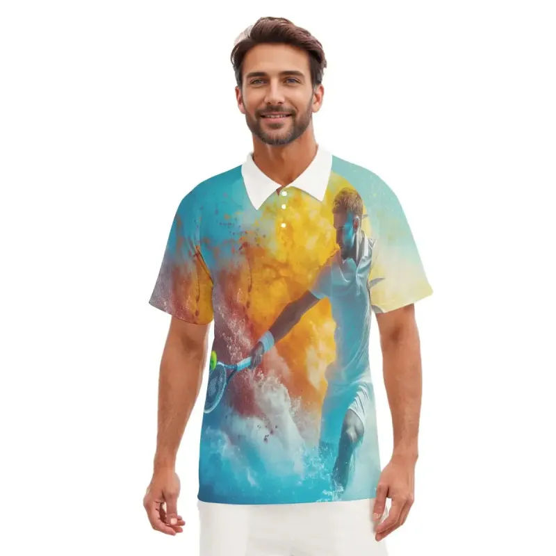 Pop Style Men's Short Sleeve Polo Shirt With Button Closure sold by Archiify