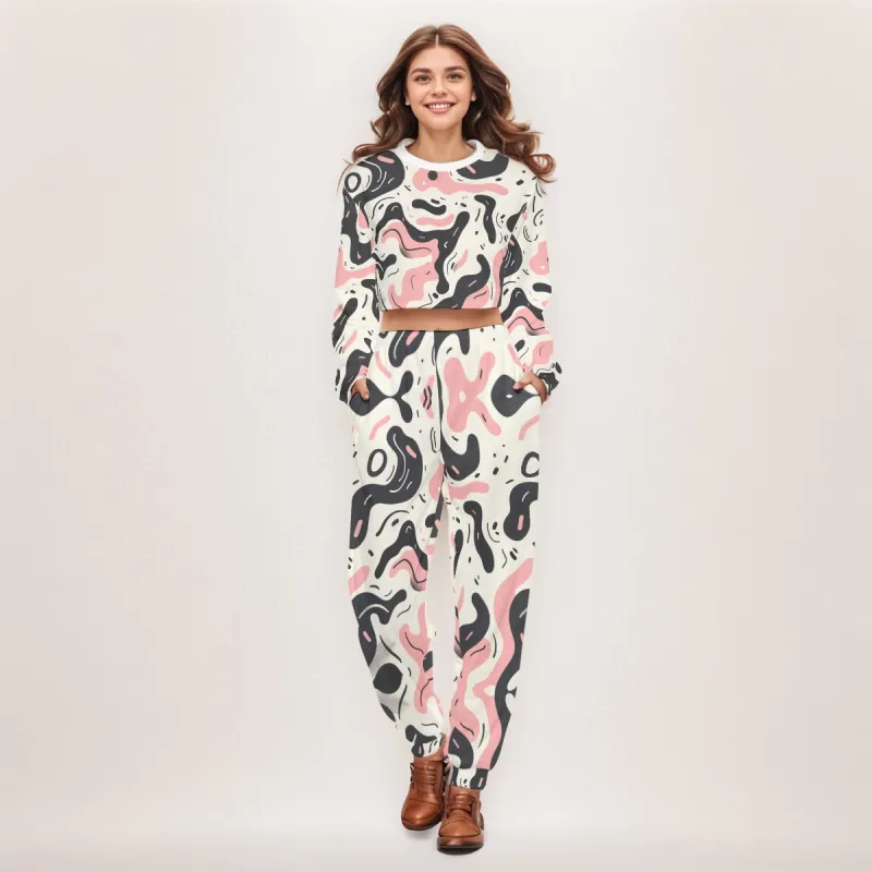 All-Over Print Women's Crop Sweatshirt Suit sold by Archiify