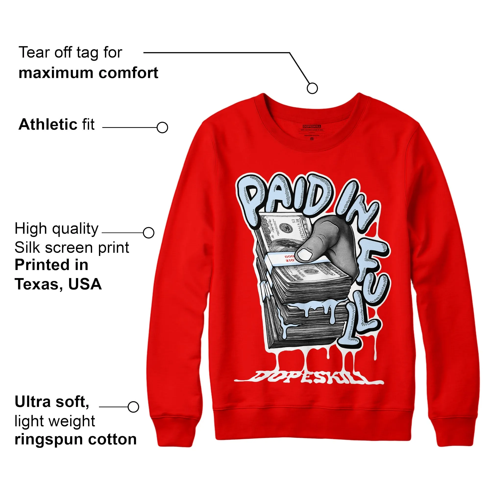Cherry 11s DopeSkill Varsity Red Sweatshirt Paid In Full Graphic sold by Archiify product image thumbnail 2