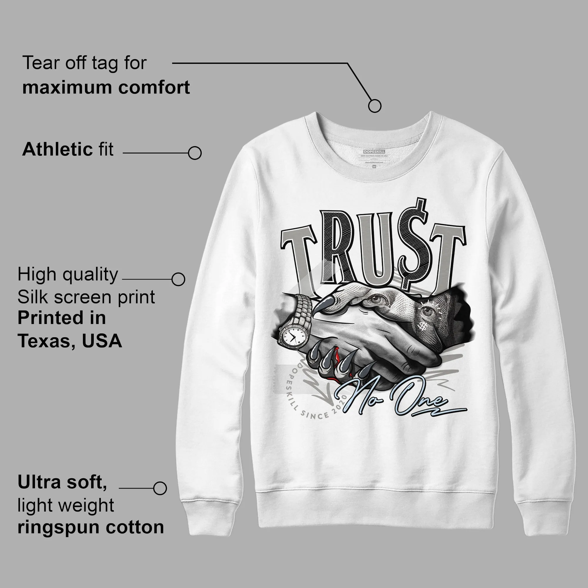 Cool Grey 6s DopeSkill Sweatshirt Trust No One Graphic sold by Archiify product image thumbnail 3