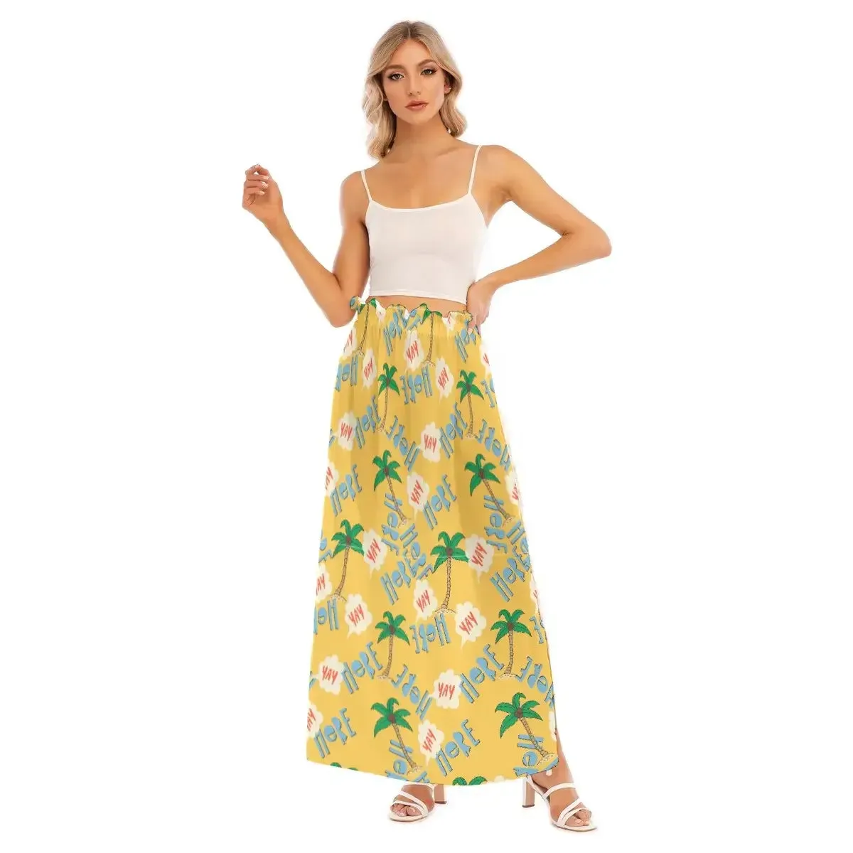 Hawaiian Women's Printed Lace Edge High Side Split Skirt sold by Archiify