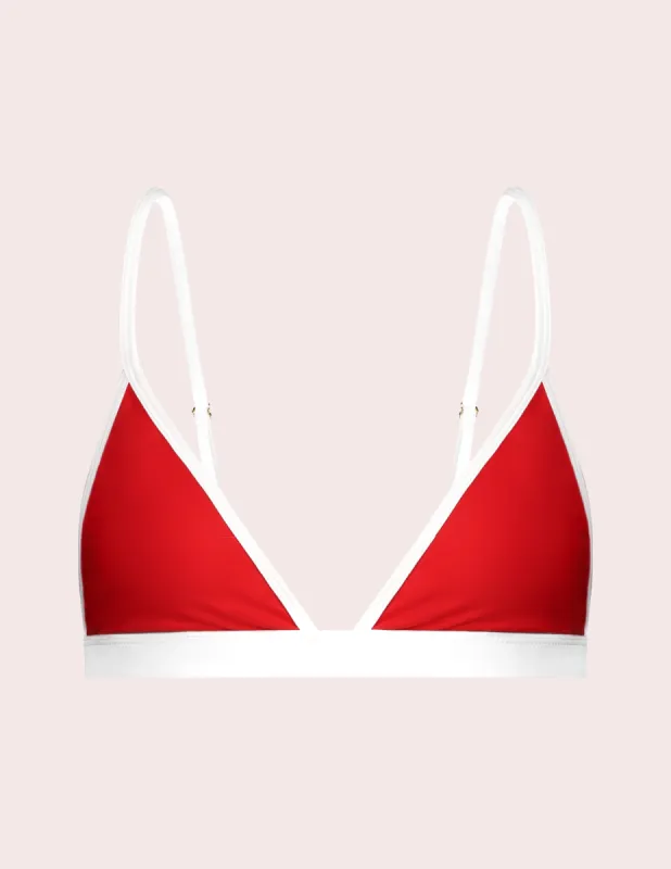 Farrah Triangle Bikini Top in Cerise sold by Argot Swim