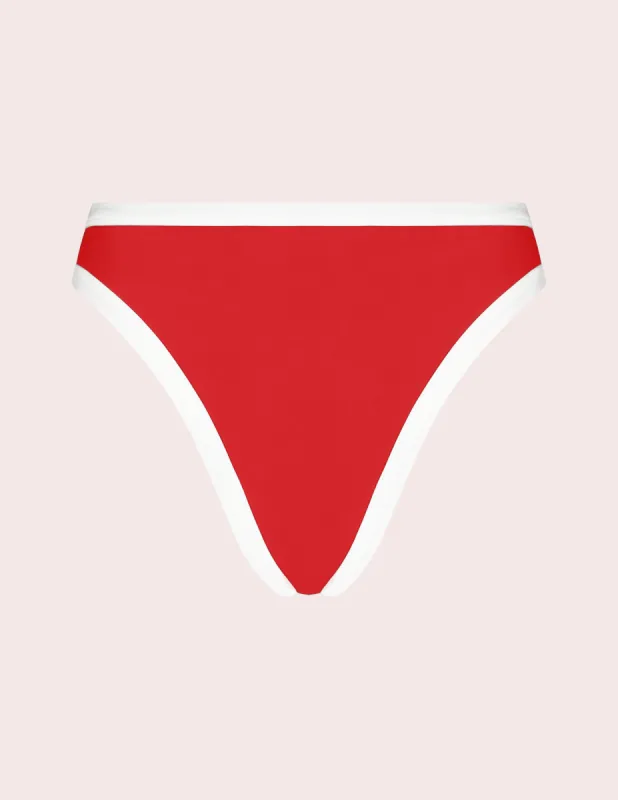 Farrah Mid-Rise Bikini Bottom in Cerise sold by Argot Swim