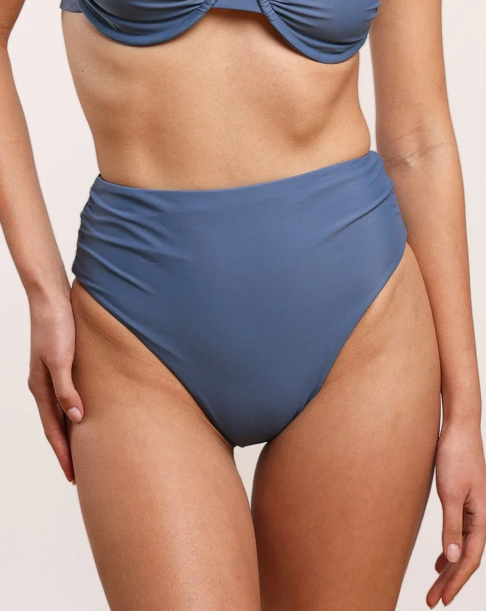 Genevieve Ruched High Waisted Bottoms sold by Argot Swim