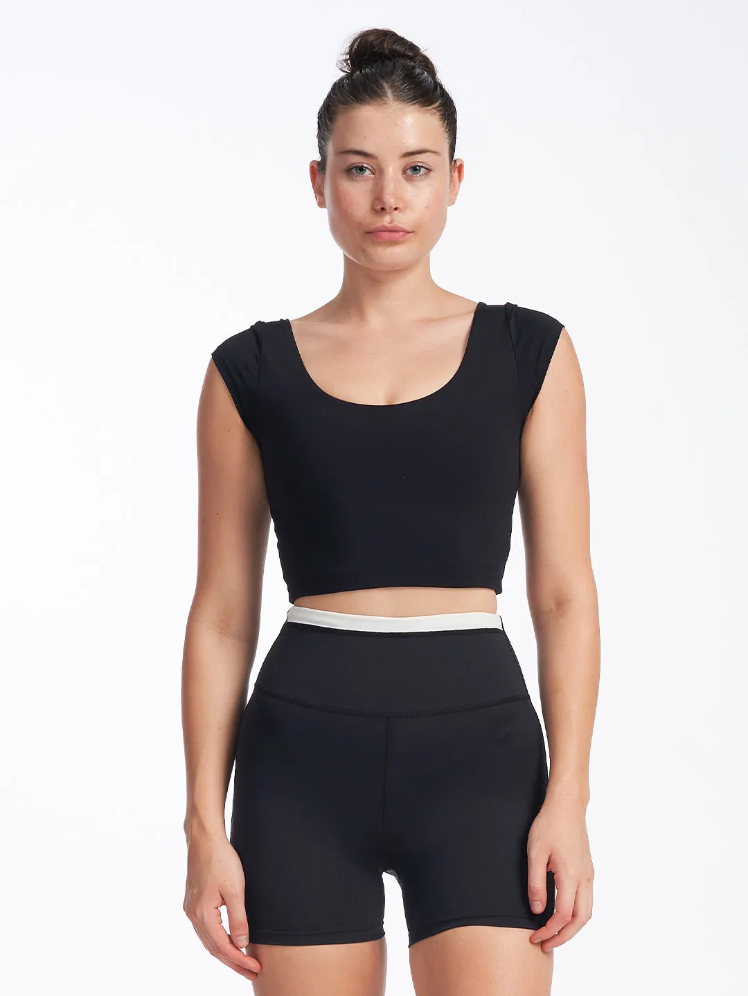 Cap Sleeve Crop Black sold by Bondi Active product image thumbnail 2