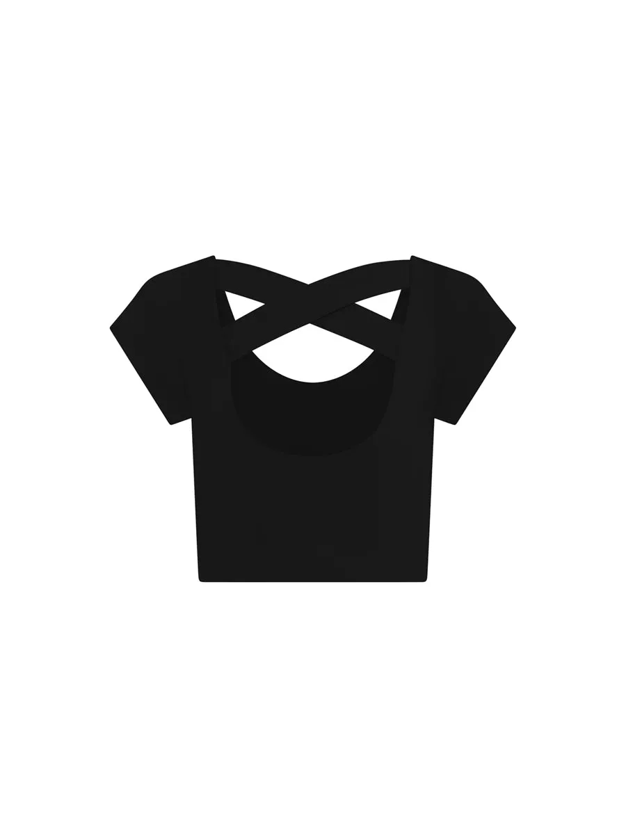 Cap Sleeve Crop Black sold by Bondi Active product image thumbnail 3