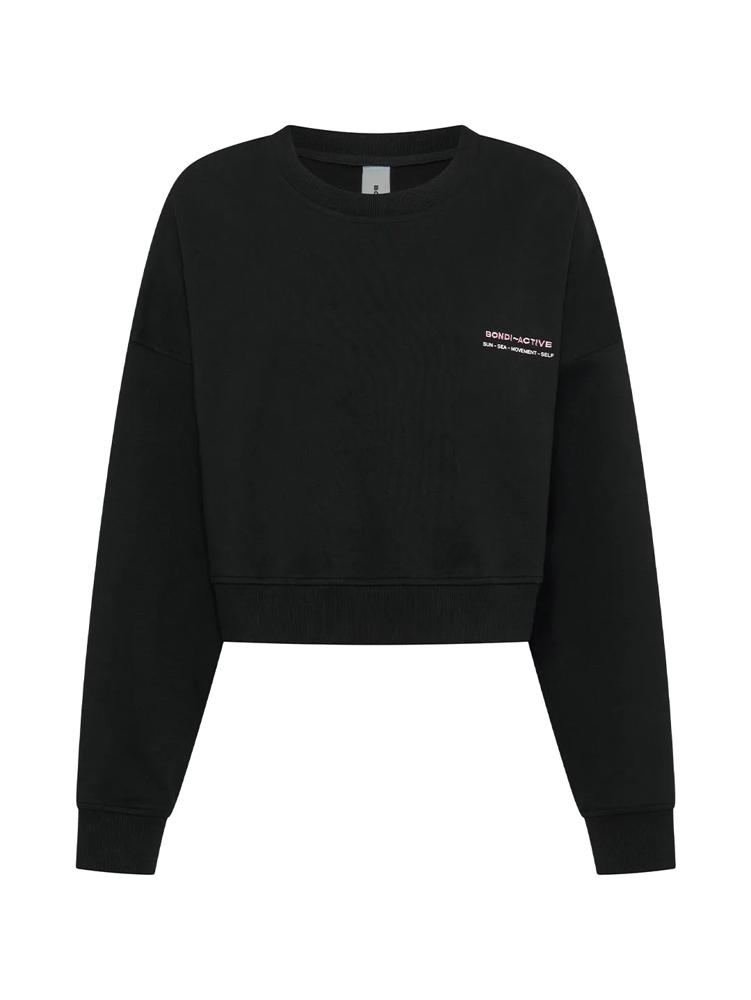 Cropped Interlock Sweat  - Black sold by Bondi Active