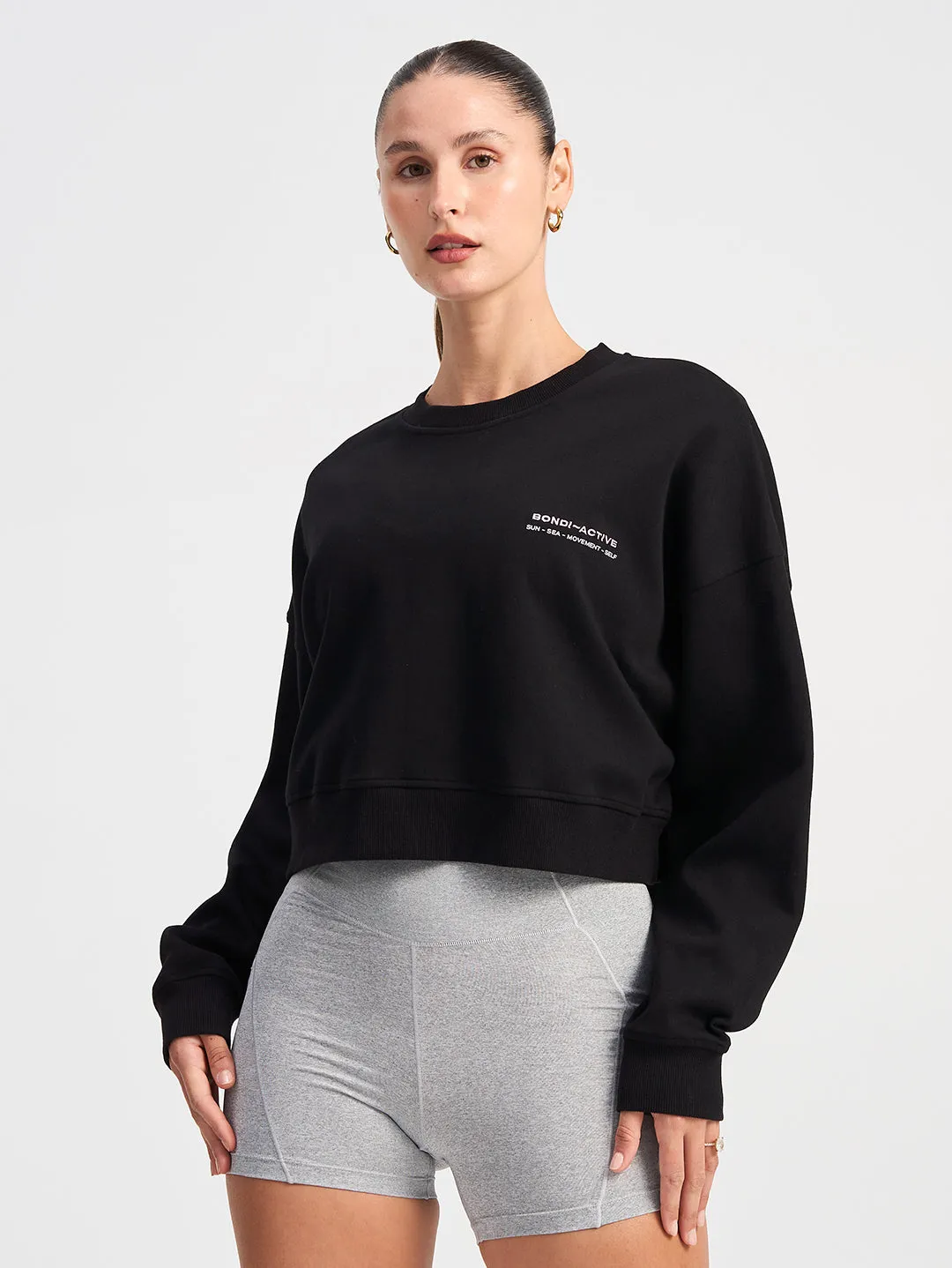 Cropped Interlock Sweat  - Black sold by Bondi Active product image thumbnail 2