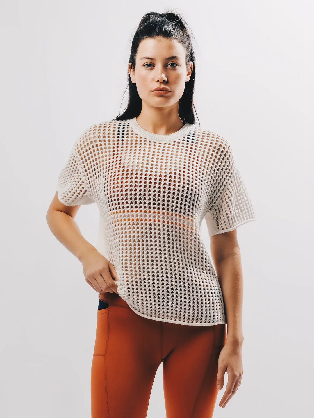 Pointelle Tee Ivory sold by Bondi Active