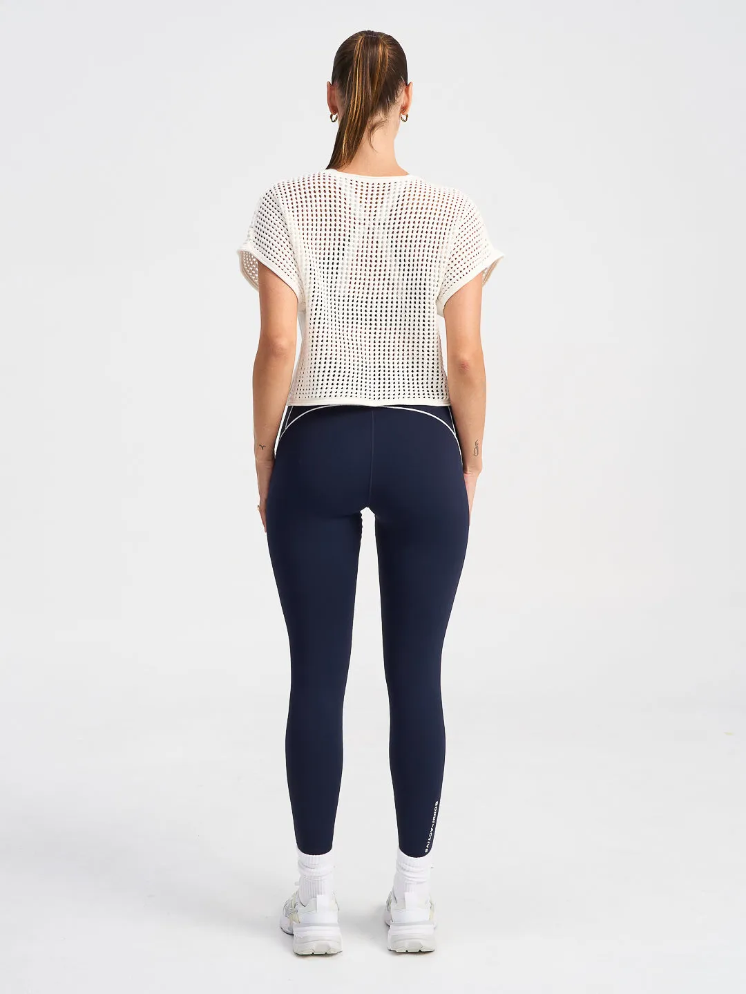 Sports Club Pointelle Crop Tee - White sold by Bondi Active product image thumbnail 3