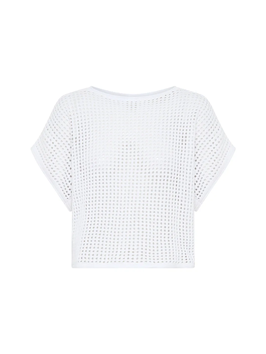 Sports Club Pointelle Crop Tee - White sold by Bondi Active