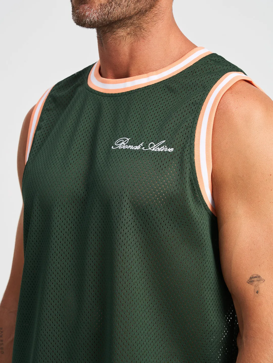 MESH BASKETBALL TANK - Green sold by Bondi Active product image thumbnail 4