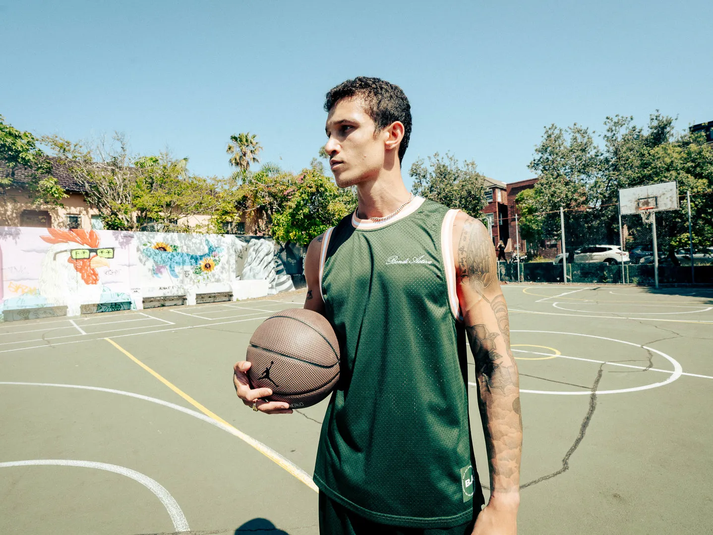 MESH BASKETBALL TANK - Green sold by Bondi Active product image thumbnail 3