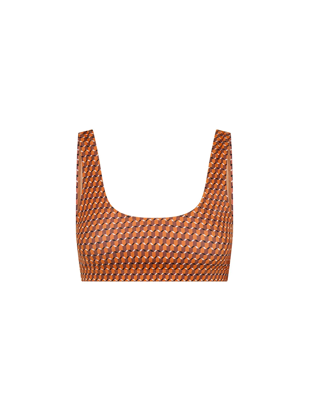 SCOOP NECK SWIM TOP - Geo Orange sold by Bondi Active