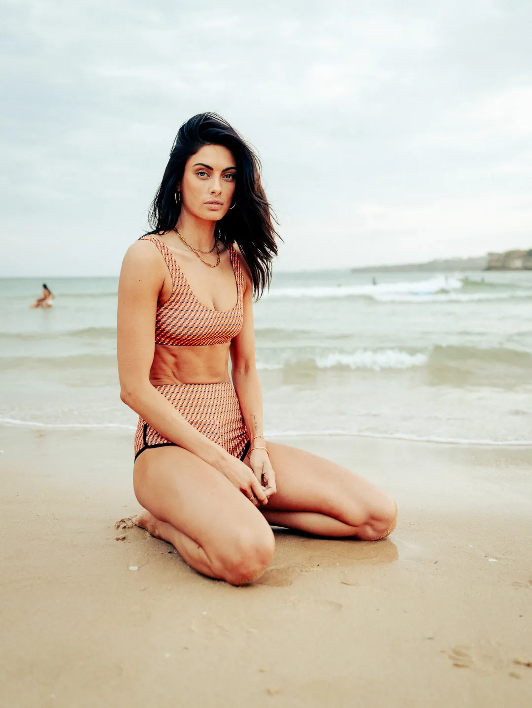 SCOOP NECK SWIM TOP - Geo Orange sold by Bondi Active product image thumbnail 2