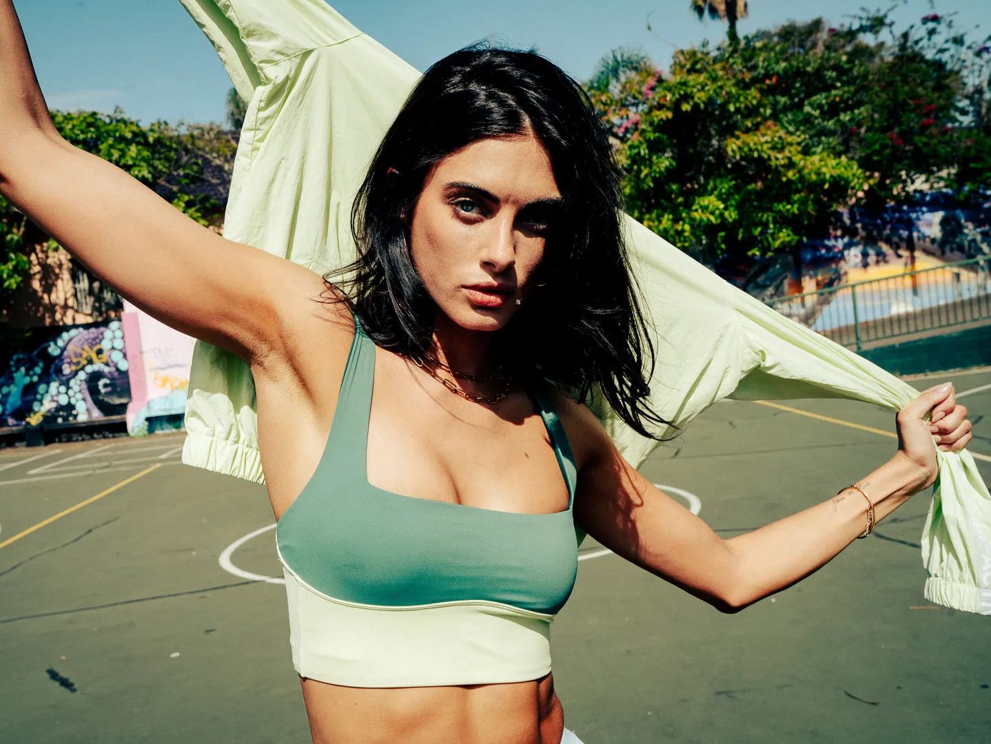 LONGLINE SQUARE NECK CROP - GREEN sold by Bondi Active product image thumbnail 2