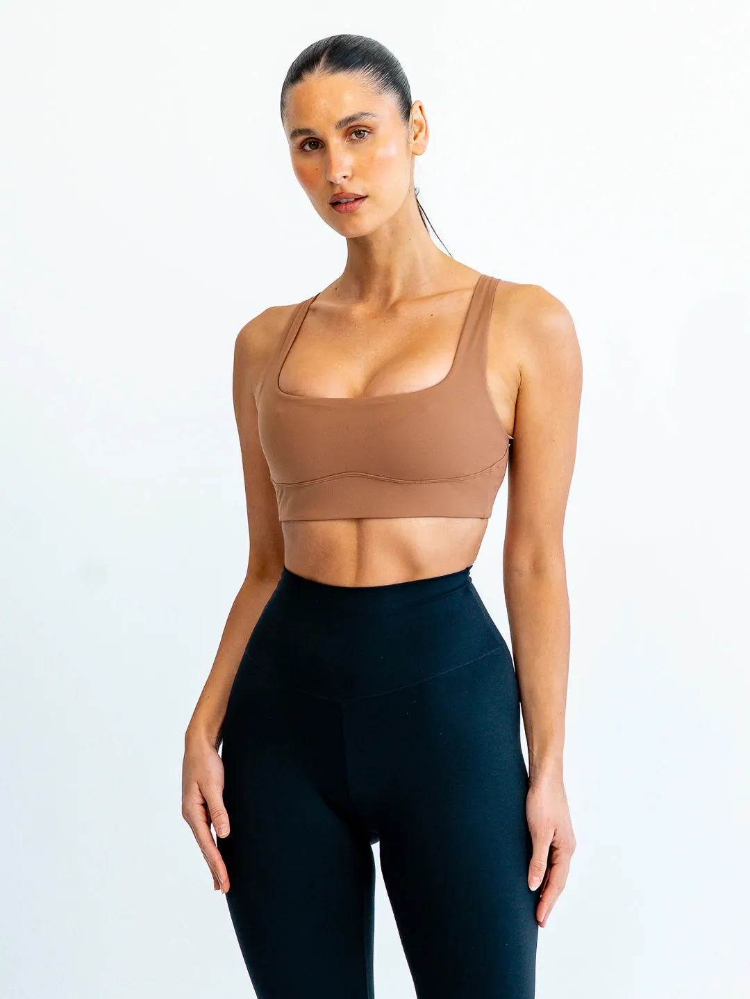BASE SQUARE NECK CROP - MOCHA sold by Bondi Active product image thumbnail 3