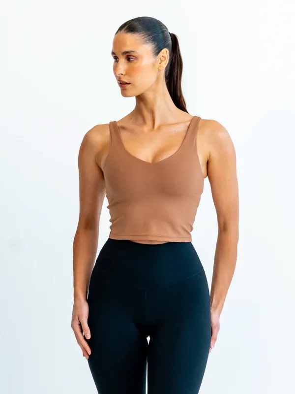 BASE LONGLINE BRA - MOCHA sold by Bondi Active