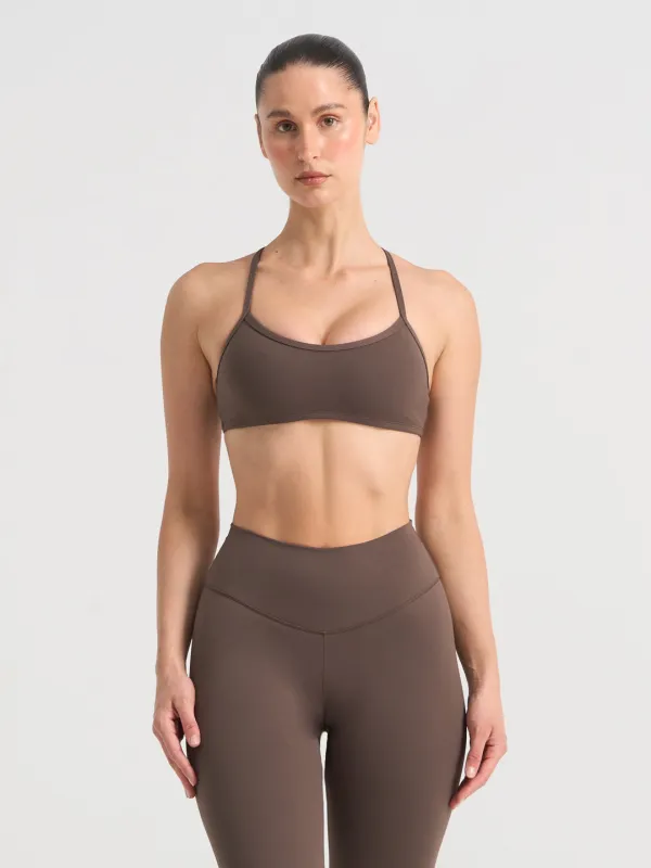 BASELINE STRAPPY SCOOP BRA - CHOCOLATE sold by Bondi Active