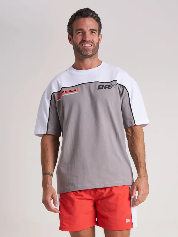 Speedway Sponsor Tee - White/Asphalt sold by Bondi Active
