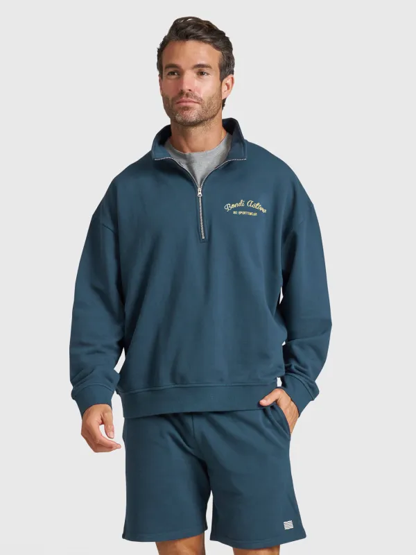 Forma 1/4 Zip Sweat - Washed Teal made by Bondi Active