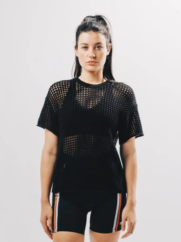 Pointelle Tee Black sold by Bondi Active