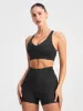 V Neck Support Bra - Black Marle sold by Bondi Active