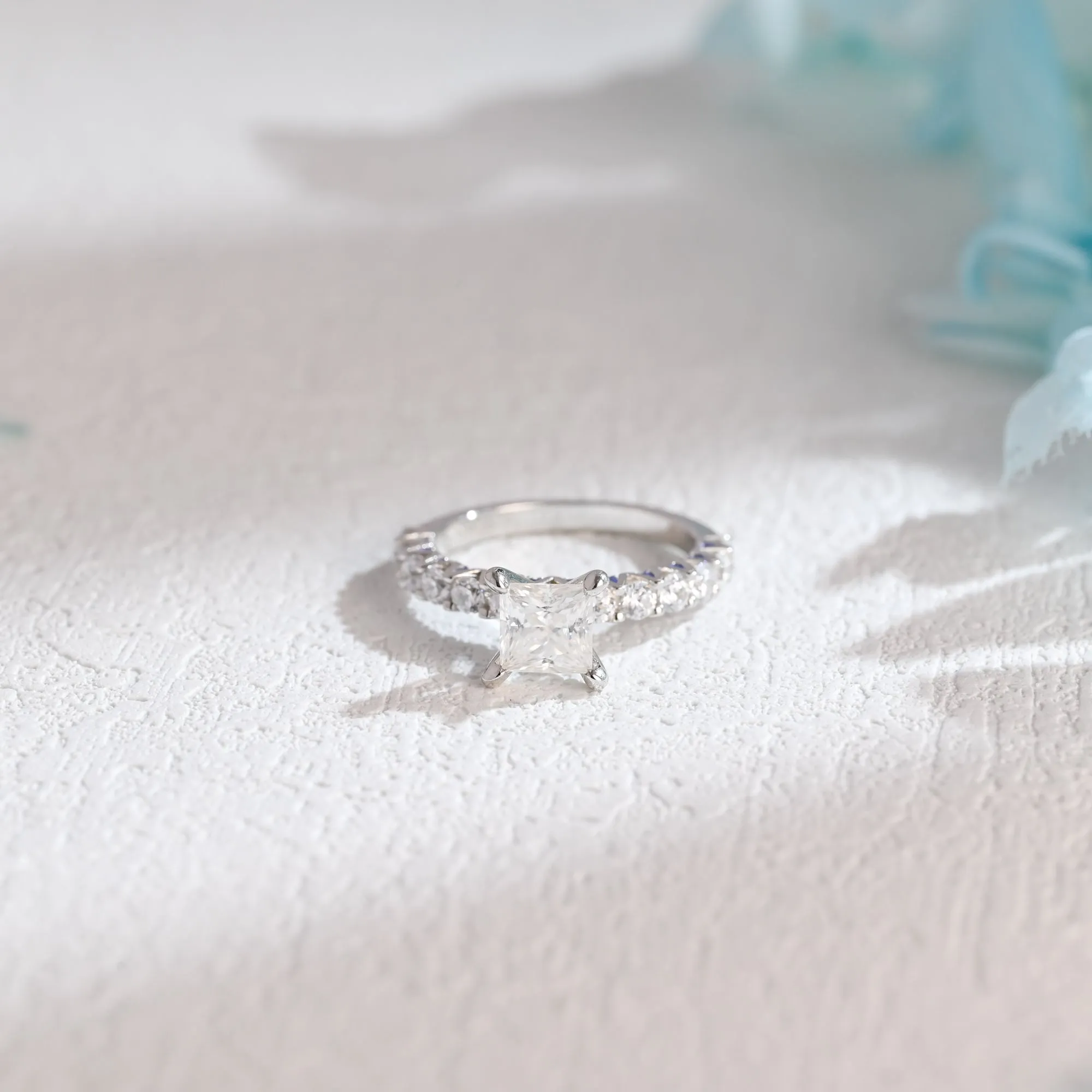 Solid Gold 2.5mm Width Princess Cut Moissanite Engagement Ring sold by Causyou