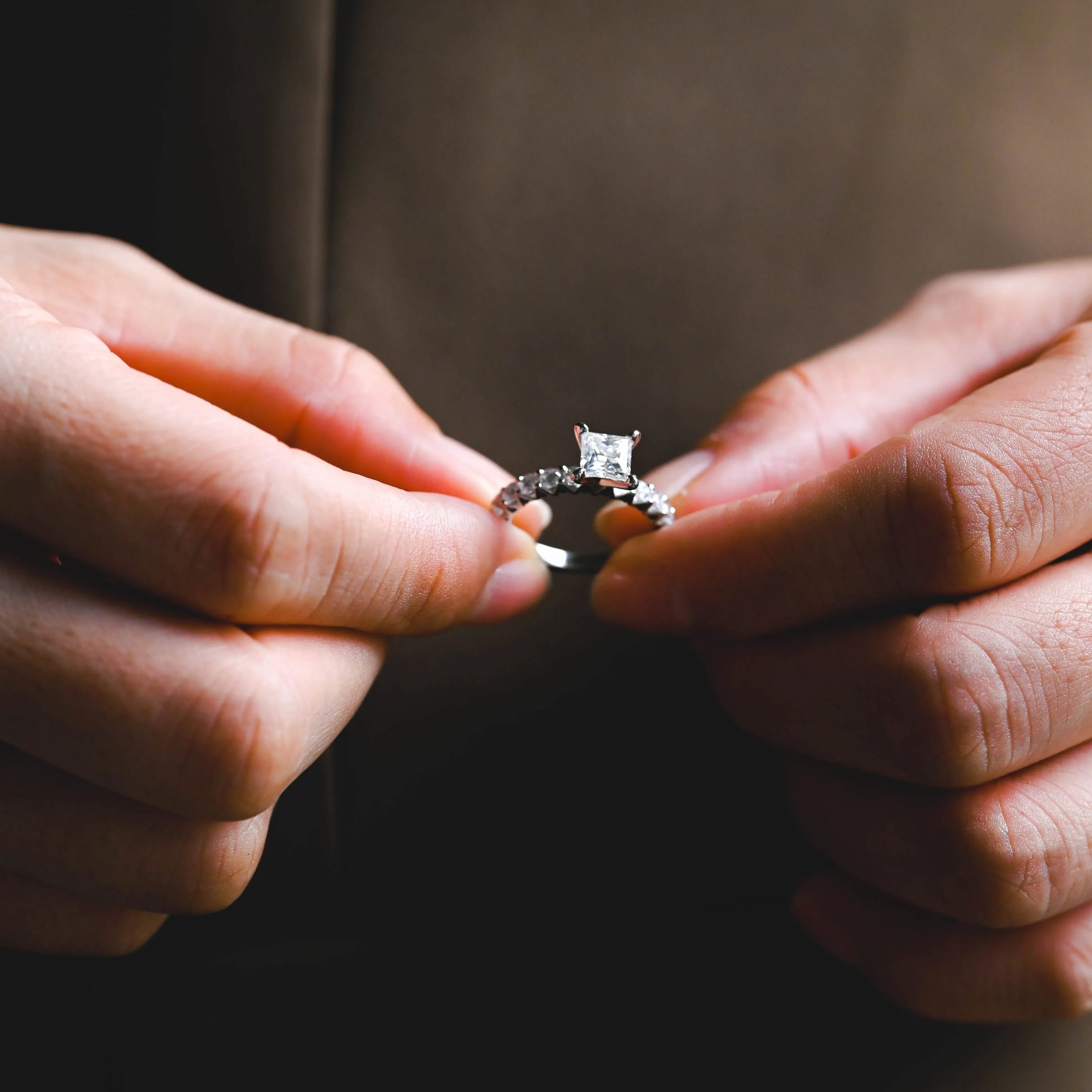 Solid Gold 2.5mm Width Princess Cut Moissanite Engagement Ring sold by Causyou product image thumbnail 3