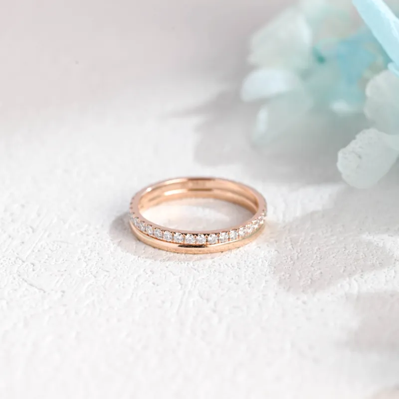 Solid Gold Moissanite Wedding Band, Full Eternity Wedding Ring for Women Wife sold by Causyou