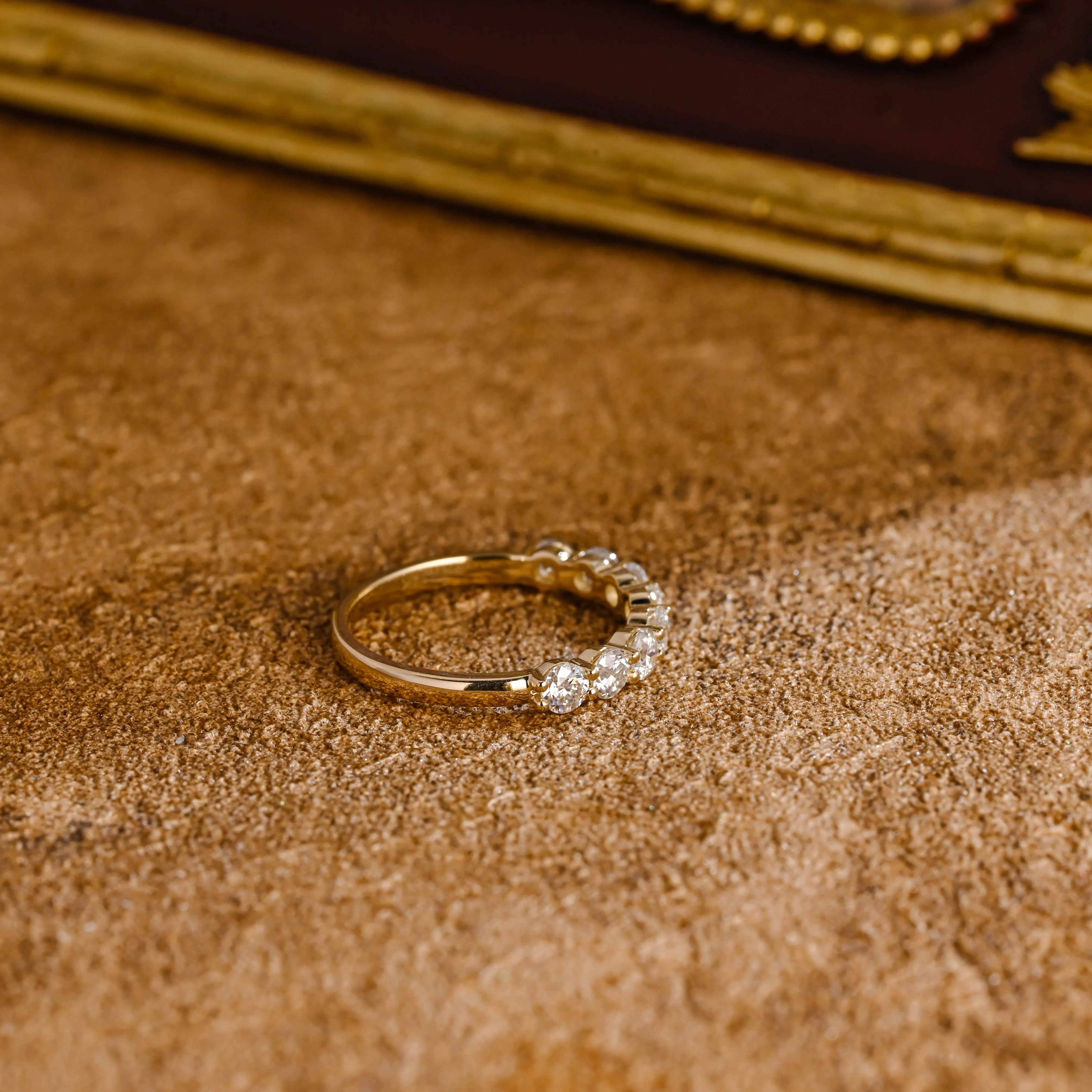 Solid Gold Round Cut Lab Grown Diamond Wedding Band, Stackable Wedding Ring for Woman Wife sold by Causyou product image thumbnail 5