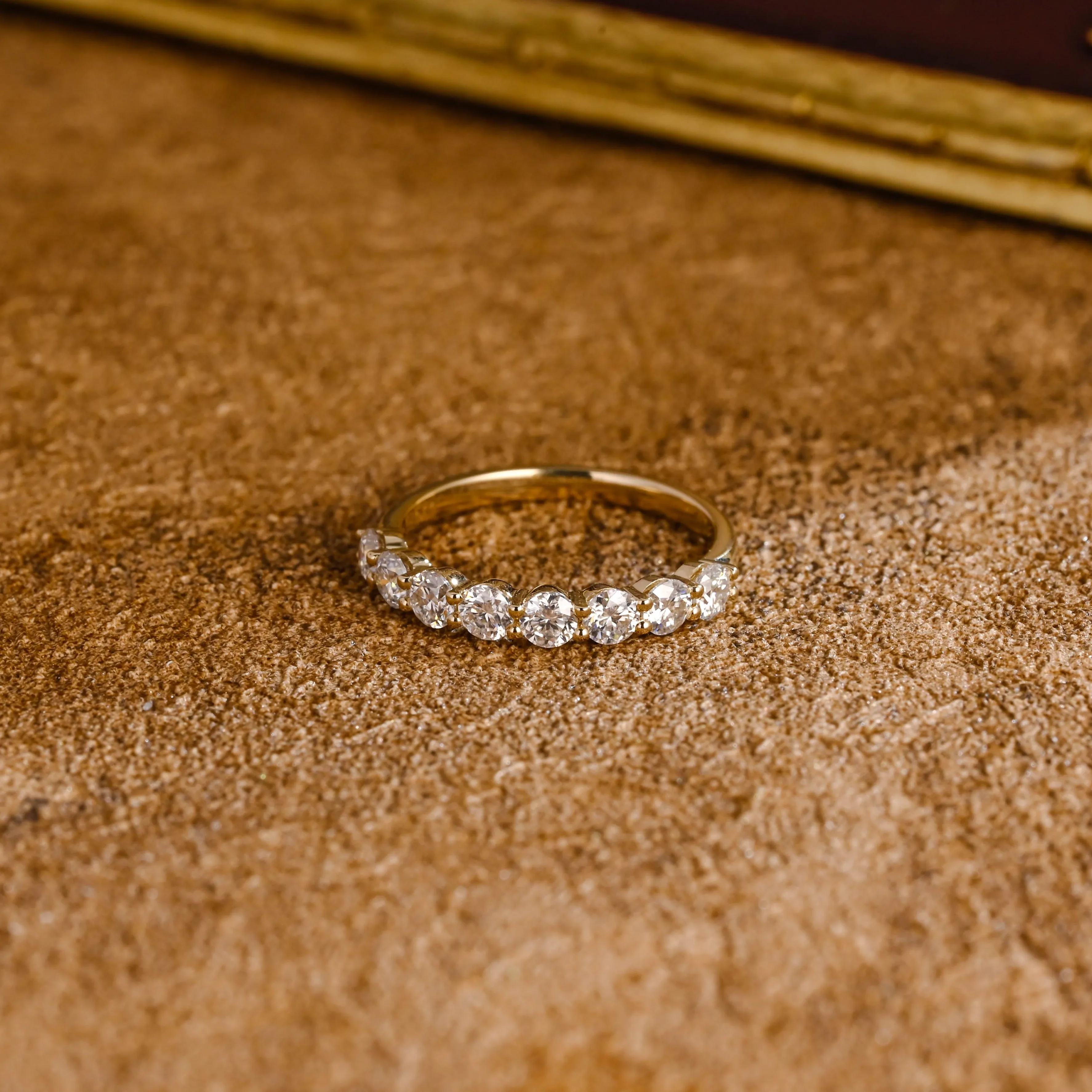 Solid Gold Round Cut Lab Grown Diamond Wedding Band, Stackable Wedding Ring for Woman Wife sold by Causyou